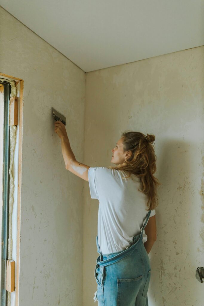 wet plaster painting fresh walls