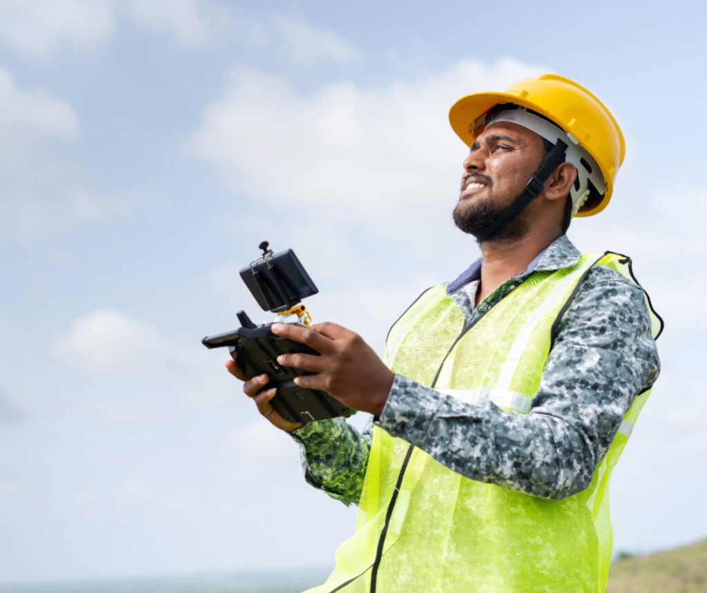 drone photographing professional roof renovation